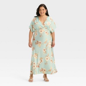 Women's Satin Flutter Short Sleeve Maxi A-Line Dress - A New Day™ - 1 of 3