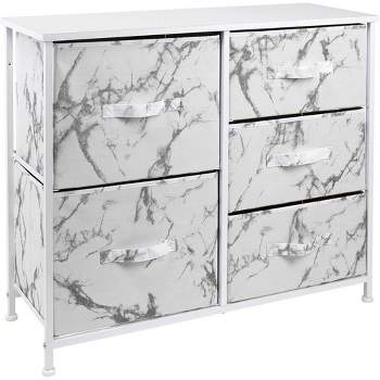 Sorbus  Dresser with 5 Drawers - Storage Chest Organizer with Steel Frame, Wood Top, Handles, Fabric Bins