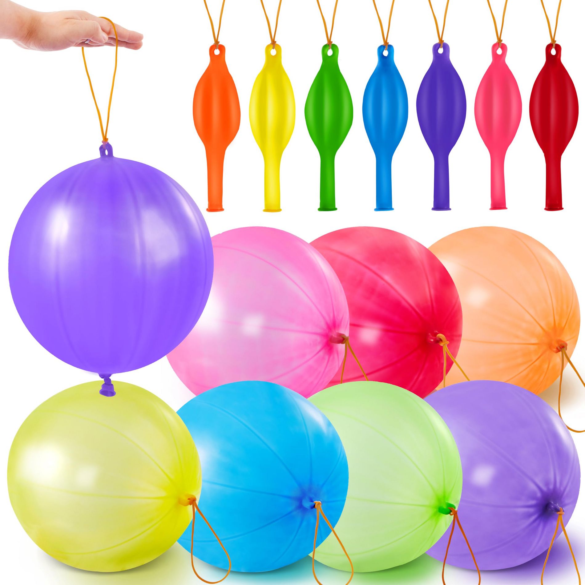 SYNCFUN 36 Pcs Punch Balloons, Punching Balloons, Party Favors for Kids 8-12, Assorted Colors with Rubber Band Handle for Birthday Party Favors