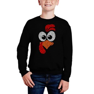 LA Pop Art Turkey Face - Boy's Word Art Crewneck Sweatshirt - 1 of 4