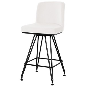 Bekrvio 26" Swivel Counter Height Bar Stools with Back-Faux Leather/Velvet Upholstered, V-Shaped Metal Legs-Modern Counter Stools for Kitchen Island - 1 of 4