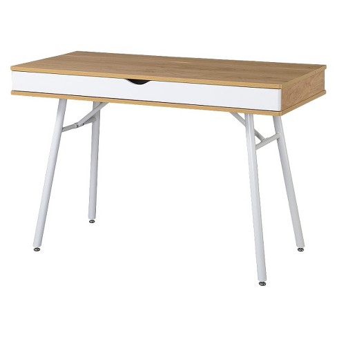 Modern Multi Storage Computer Desk With Storage Beige White