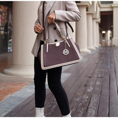 MKF Collection Aubrey Color Block Women's Satchel Bag by Mia K - Black Cognac — фото 3