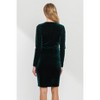 Hello Miz Women's Velvet Long Sleeve Square Neck Maternity Mini Dress - 3 of 4