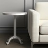 HomeRoots 22" White Solid Wood and Metal Height Adjustable Round Pedestal End Table - 2 of 4