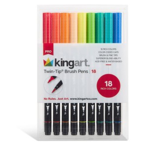 KINGART PRO Twin-Tip Brush Pens 18 Colors - 1 of 4