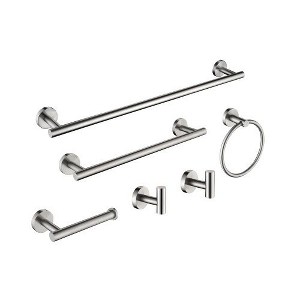 6-Piece Stainless Steel Bathroom Towel Rack Collection, Including Wall-Mounted Bars for Enhanced Storage and Decor - 1 of 4