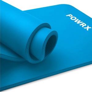 PowrX 1/2'' Thick Yoga Mat with Carrying Strap and Bag - Blue - 1 of 4