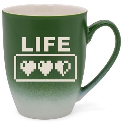 100 North Gaming 10 Ounce Green and White Two Toned Ombre, Comfortably Fits Your Hands, Ceramic Tea Coffee Cup Mug, Life