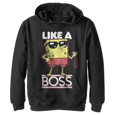 Boy s Spongebob Squarepants Like A Boss Pull Over Hoodie Black