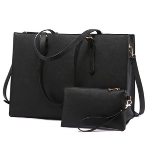 Laptop Bag for Women, Fashion Computer Tote Large Capacity, Leather Shoulder Bag Purse Set, Professional Business Work Briefcase - 1 of 4