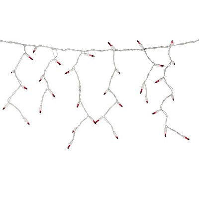 Brite Star Set of 100 Red Mini Icicle Christmas Lights - 7.8ft White Wire