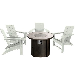 WestinTrends Ashore Modern Folding Poly Adirondack Chair With Square Fire Pit Table Set - 1 of 4