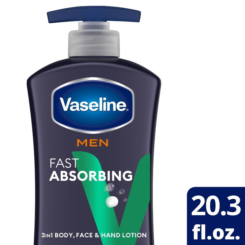 Vaseline Men Fast Absorbing Moisture 3-in-1 Body, Face &#38; Hands Pump Lotion Scented - 20.3oz, 1 of 8