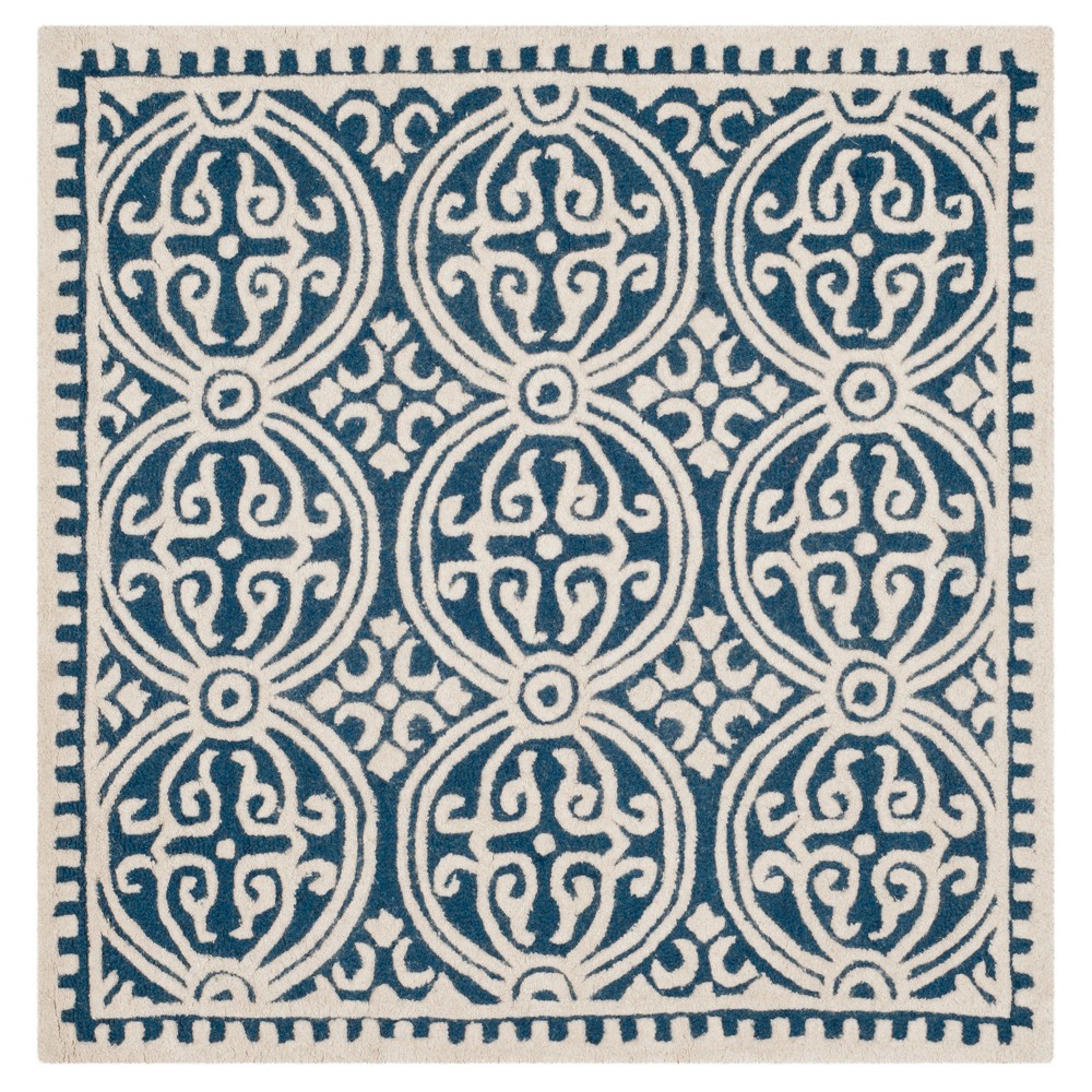 4'x4' Square Marlton Rug Navy Blue/Ivory Square - Safavieh