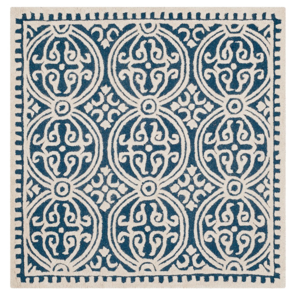 Navy/Ivory Geometric Tufted Square Area Rug 8'X8' - Safavieh