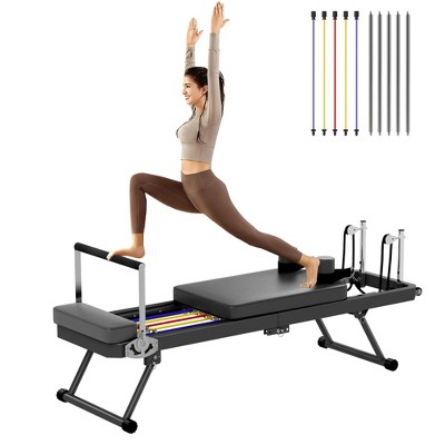 SEVOBAL Pilates Reformer Foldable Pilates Machine Equipment Home Use Gym Workout Advanced Beginners Users Up to 330lbs Capacity, Black,