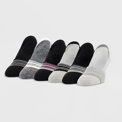 All Pro Women's 6pk Sport Liner Socks - White/Black/Gray 4-10: Moisture Wicking, Hidden Gel Heel Grip