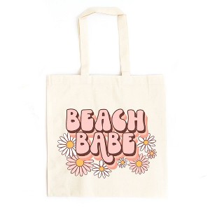 City Creek Prints Retro Beach Babe Flowers Canvas Tote Bag - 1 of 2