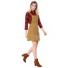 INSPIRE CHIC Women's Corduroy Button Front A-Line Bib Overall Pinafore Skirts - 4 of 4