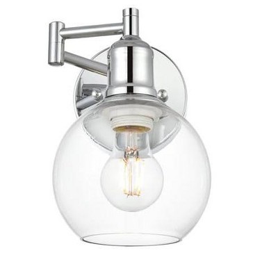 Elegant Lighting Davian 1 light Chrome and Clear swing arm wall sconce