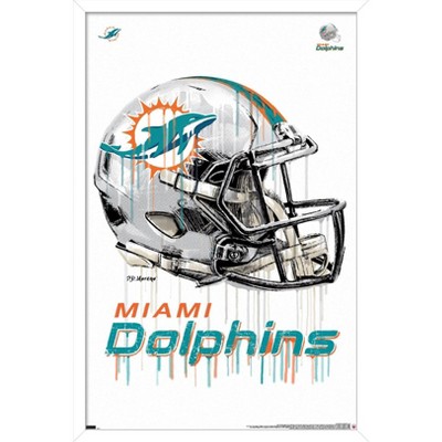 Trends International NFL Miami Dolphins - Drip Helmet 20 Wall Poster,  14.725 x 22.375, Black Framed Version