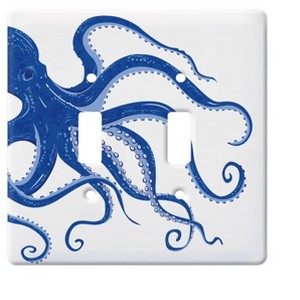 RightSide Designs Blue Octopus Double Toggle Switchplate - 1 of 2