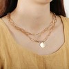 Unique Bargains Gold Tone Layered Necklaces Disc Pendant Paperclip Necklaces for Women Teen  1PC - 4 of 4