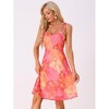 Allegra K Women's Summer Spaghetti Strap Smocked Floral A-Line Sundresses - 2 of 4