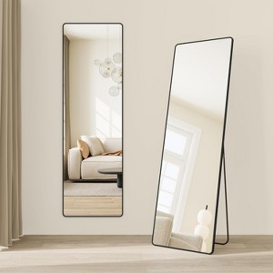 63 x 20 Inches, Rectangle Full Body Mirror with Stand, Aluminum Alloy Frame Floor Mirror, Tempered Glass - 1 of 4
