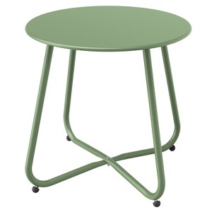 DOMETOUR Steel Outdoor Side Table Round Patio End Table with Adjustable Feet, Elegant Portable End Table for Garden Balcony Yard - 1 of 4