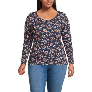 Lands' End Women's Long Sleeve Lightweight Jersey Scoop Neck T-Shirt - 1 of 3