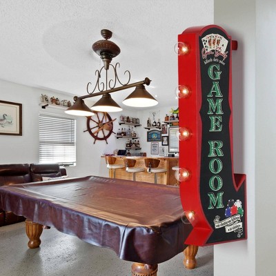 Vintage Red and Black Metal Game Room LED Marquee Sign