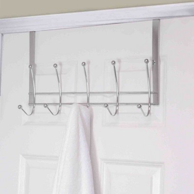 Home Basics Chrome Plated Steel Over the Door 5 hook Hanging Rack