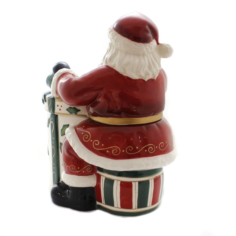 Tabletop Santa W/Gift Cookie Jar  -  One Cookie Jar Inches -  Ribbon Bow  -  10455  -  Ceramic  -, 3 of 4