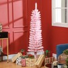 HOMCOM 5ft Tall Pencil Prelit Artificial Christmas Tree Holiday Décor with 250 Colorful Surface Branches, 150 Colorful LED Lights, Pink - 2 of 4