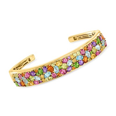 Ross-Simons 7.68 ct. t.w. Multi-Gemstone Cuff Bracelet in 18kt Gold Over Sterling