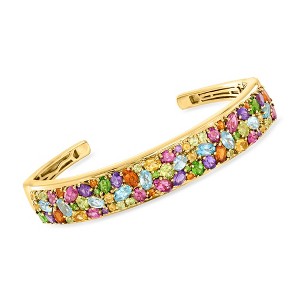 Ross-Simons 7.68 ct. t.w. Multi-Gemstone Cuff Bracelet in 18kt Gold Over Sterling - 1 of 3