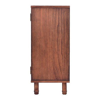 Delancey Brown 34" Wood and Rattan 2-Door Cabinet