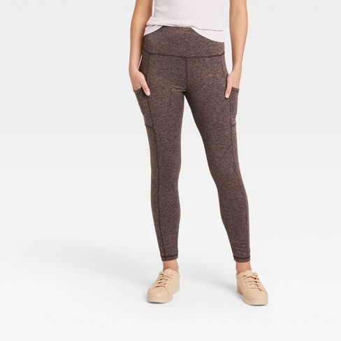 Women's High Waisted Stash Pocket Leggings - A New Day™ Mauve M : Target