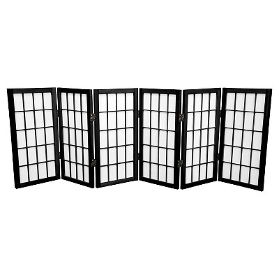 2 ft. Tall Desktop Window Pane Shoji Screen - Black (6 Panels) - Oriental Furniture