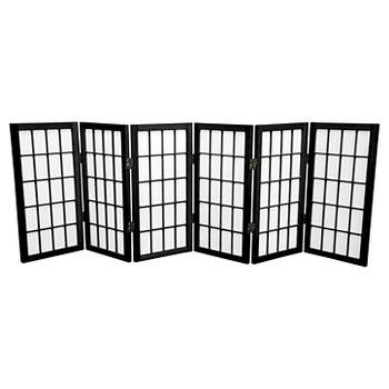 2 ft. Tall Desktop Window Pane Shoji Screen - Black (6 Panels) - Oriental Furniture