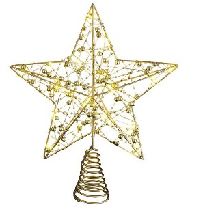 Aoibox 1 Piece 12 x 10 Inch Gold Metal Hollow Star Christmas Tree Topper with 30 Warm White LED Lights for Holiday Indoor Decor - 1 of 4