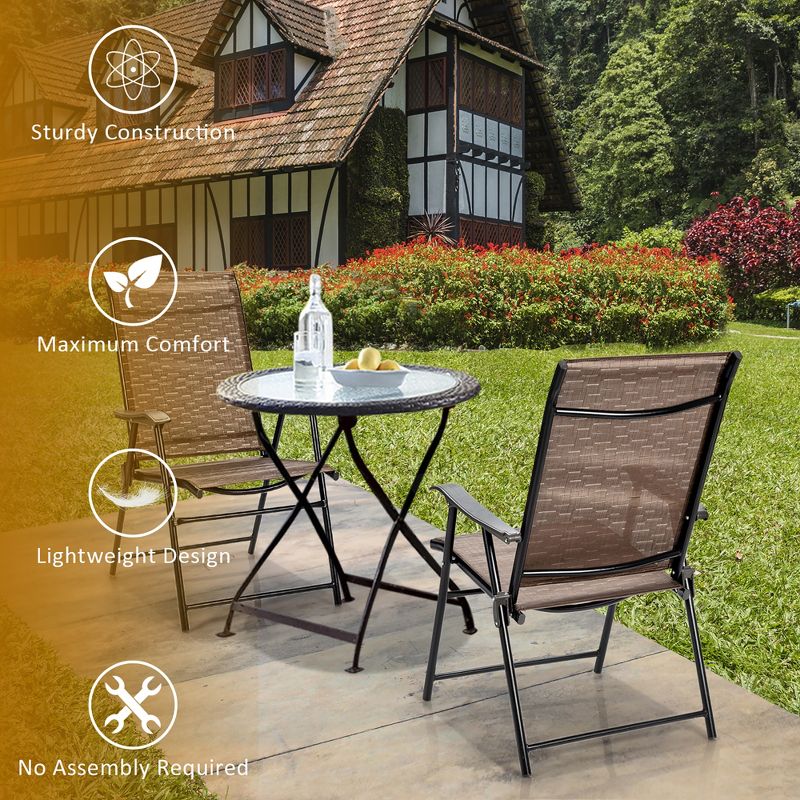 Costway 2PCS Outdoor Patio Folding Chair Camping Portable Lawn Garden W/Armrest, 4 of 11