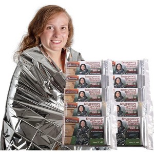 Grizzly Gear Emergency Thermal Blanket 10 Pack Set- 7 x 4 1/3 Ft- Thermal Mylar, Insulated, Heat Resistant, Weatherproof and Tearproof Survival - 1 of 4