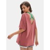 EXLURA Women's Casual Oversized V Neck T-Shirts Tops Reversible Athletic Workout Crew Neck Fashion Trendy Tee - 3 of 4