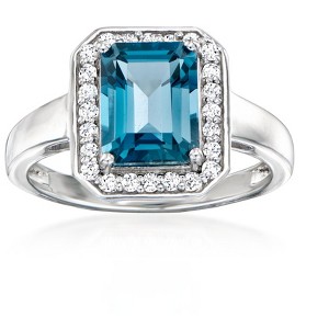Ross-Simons 2.60 Carat London Blue Topaz Ring With .25 ct. t.w. Lab-Grown Diamonds in Sterling Silver - 1 of 4