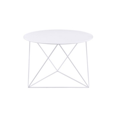 Epidia 27" Round Metal Accent Table in White Finish