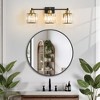 POWLIG 22-in 3-Light Black and Gold Dimmable Transitional Vanity Light with Round Crystal Shade - 4 of 4