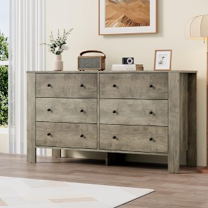 Garvee 6 Drawer Dresser for Bedroom, Modern Double Dresser Organizer with Storage Drawers, Wooden Chests of Drawers for Bedroom, Entryway, Hallway - 1 of 4